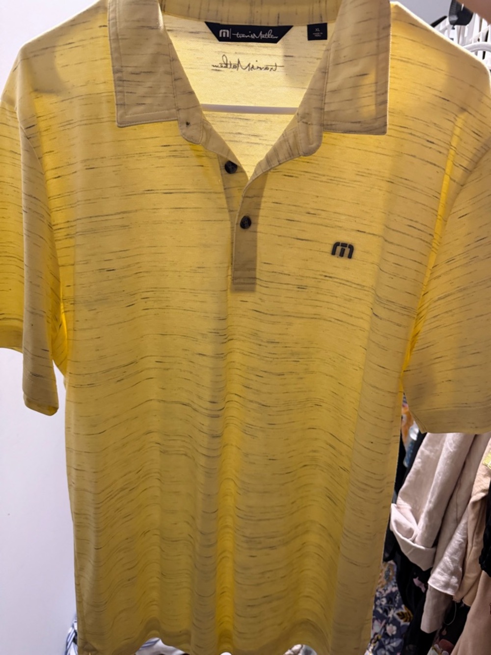 Travis Mathew Yellow Heather Polo with Contrast Collar